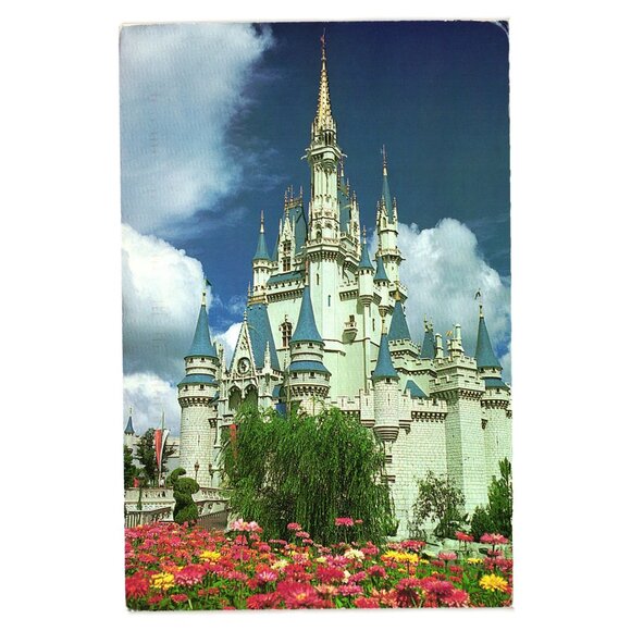 Vintage Walt Disney World Cinderella Castle Postcard Scenic Floral View - Picture 1 of 2